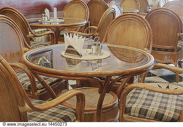 Table and chairs in restaurant