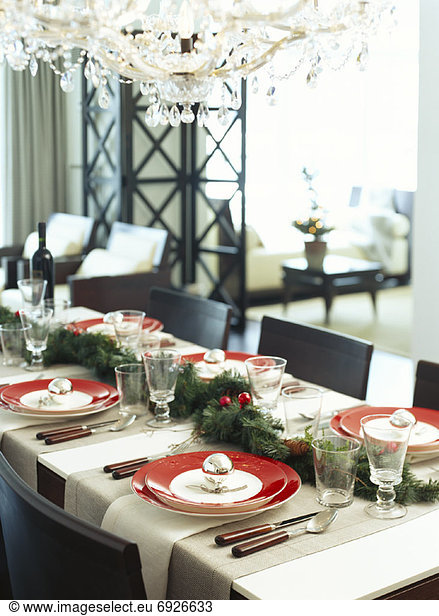 Table Set For Christmas Dinner