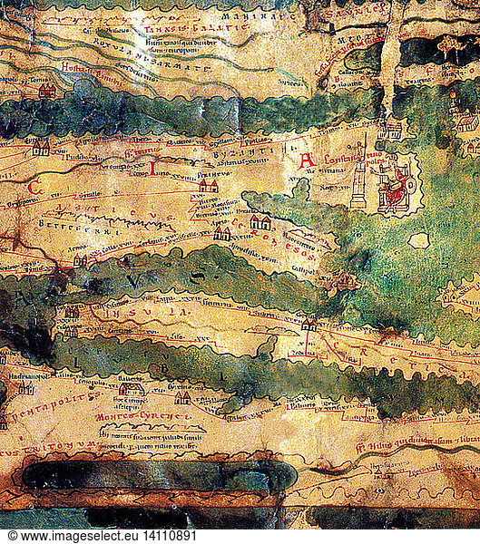 Tabula Peutingeriana Tabula Peutingeriana, Roman Empire Road Map,1st ...