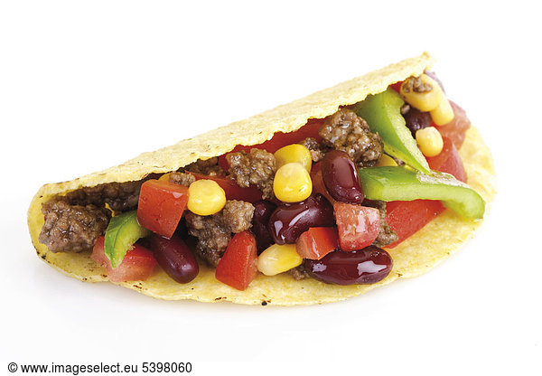 Taco shell with chili con carne