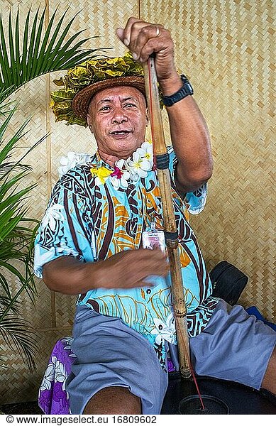 Tahiti Island  touristic reception with music and dances to the Faaa airport Papeete French Polynesia France.