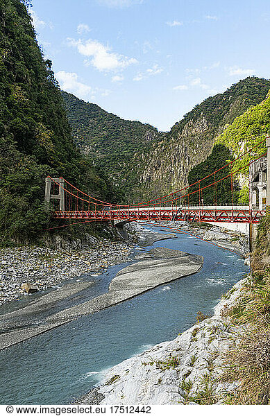 Taiwan  Hualien county  Taroko National Park  Bridge at entrance to Taroko gorge
