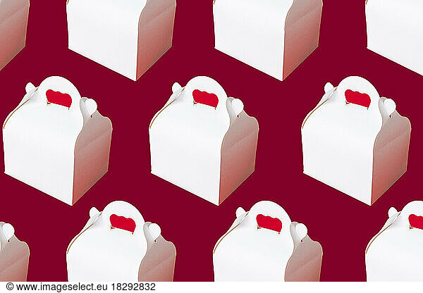 Take away boxes arranged over red background