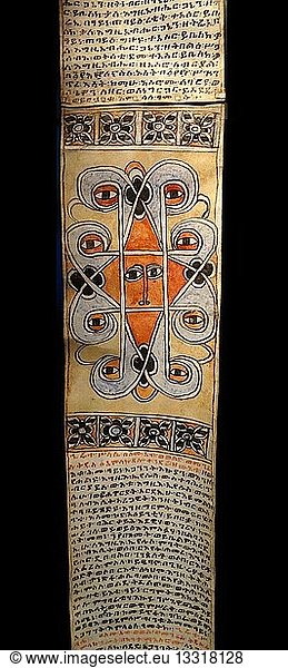 Talisman. Talisman. Motifs such as this were commonly represented on the protective roll. Talismans formed geometric compositions which were easily identifiable even by those who could not read.