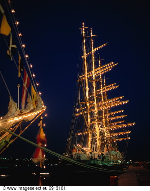 Tall Ships at Night  Quebec City  Quebec  Canada