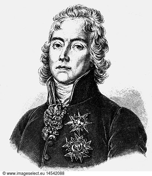 Talleyrand-Perigord  Charles Maurice de  13.2.1754 - 17.5.1838  frz. Diplomat und Politiker  Portrait  Xylografie nach Zeichnung von Hesse  19. Jahrhundert