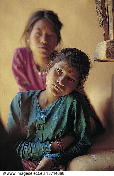 Tamang girls in Sindupalchowk  Nepal  who are victims of sex trafficking.