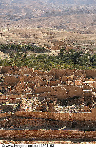 Tamerza,  ruines of the old Berber village,  Tunisia,  North Africa