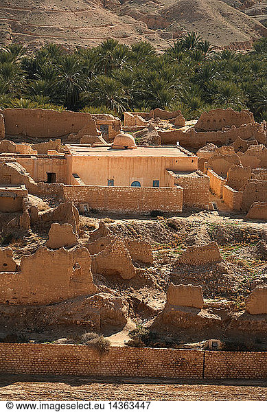 Tamerza ruines of the old Berber village Tunisia North Africa