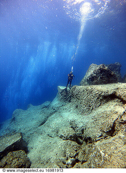 Taucher in Unterwasser. Antalya Kas Türkei