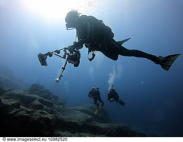 Taucher unter dem Meer. Antalya Türkei
