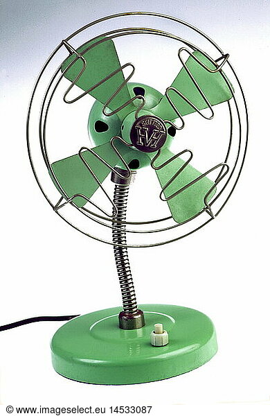 technics  table ventilator  Germany  circa 1930s  technic  historic  historical  20th century  fresh air  condition  green  metal  summer  refreshment  refreshments  refection  refections  refresher  wind  blower  fan  blowers  fans  electric fan  direct-intake fan  studio shot