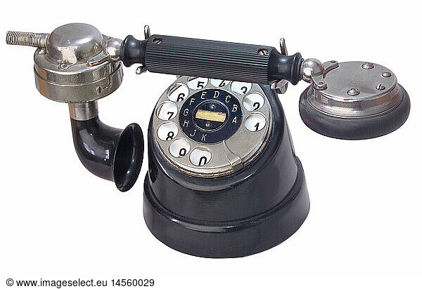 technics  telephones  telephone ZB/SA 25  nickname: cow feet  Bavaria  Germany  1925  1920s  20s  20th century  historic  historical  dial  public telephone  black  collectible  collector's item  collectibles  collector's items  exhibit in Telephone Museum Morbach  antiquity  antiquities  clipping  cut out  cut-out  cut-outs