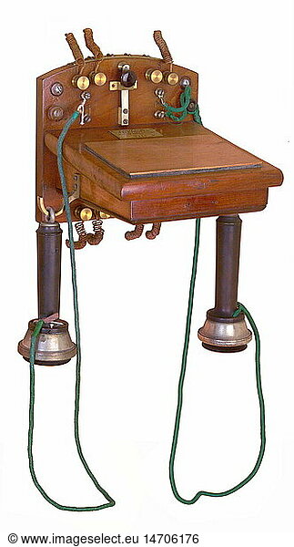 technics  telephones  wall desk telephone  made by French Ader Company for the Bavarian and Wuerttemberg post stations  Germany / France  1881