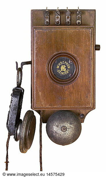 technics  telephones  wall telephone  made by Mix and Genest  Berlin  Germany  1894