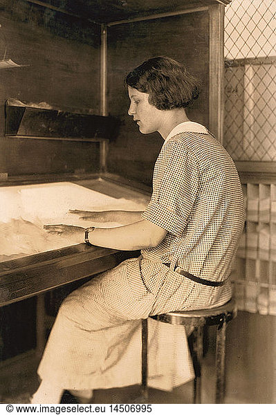 Teen Girl Working in Silk Factory  Favorable Working Conditions  South Manchester  Connecticut  USA  Lewis Hine  1924