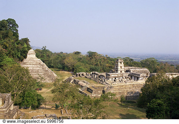 Tempel der Inschriften und der Palast  Palenque  UNESCO Weltkulturerbe  Provinz Chiapas  Mexiko  Nordamerika