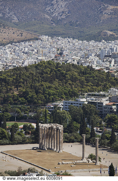 Tempel des Olympischen Zeus  Athen  Griechenland  Europa