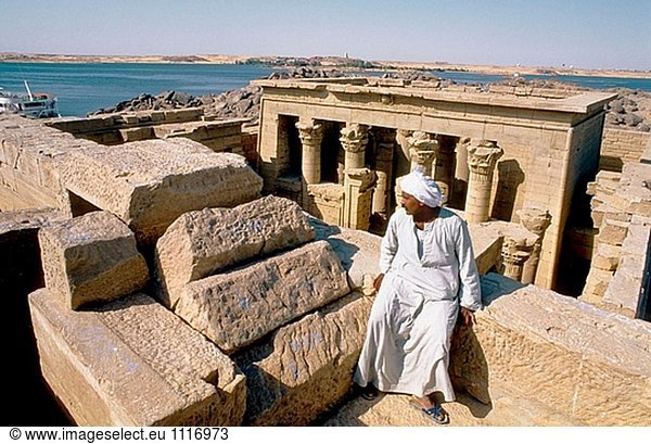 Tempel von Kalabscha in der Nähe von Assuan am See Nasser Ufer. Nubien. Ägypten