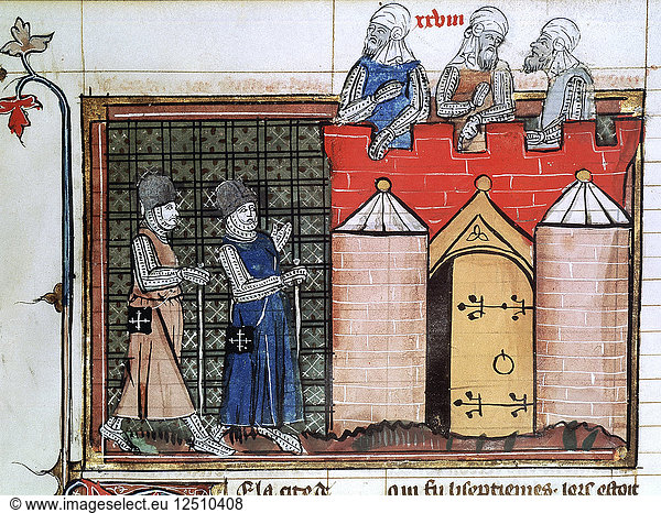 Tempelritter vor Jerusalem  um 1099  (14. Jahrhundert). Künstler: Unbekannt