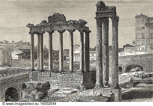 Temple of Fortuna or Juno Moneta  Roman Forum  Rome. Italy  Europe. Trip to Rome by Francis Wey 19Th Century.