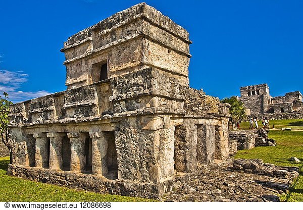 Temple of the Frescoes  Templo de las Pinturas  Mayan ruins of Tulum  Maya archeological site  Tulum  state of Quintana Roo  Mexico  Central America.