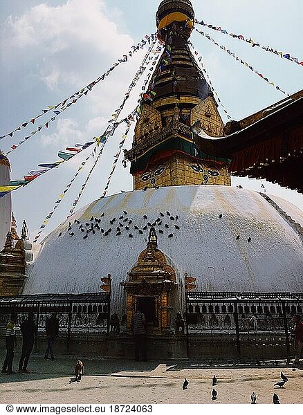 Temple with Himalayan flags in Kathmandu Nepal