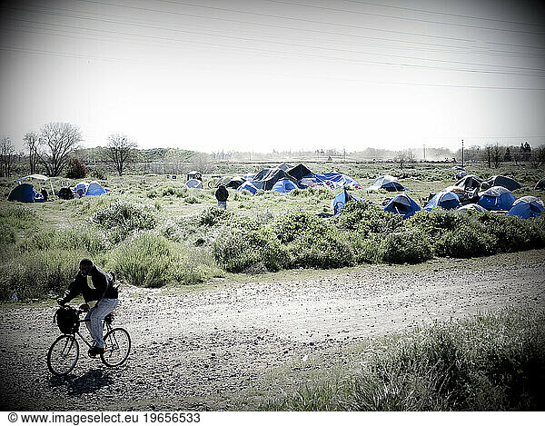 Tent city in Sacramento  CA.
