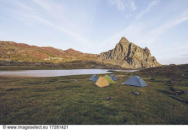 Tents by lake at Ibones of Anayet