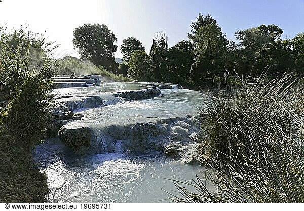 Terme di Saturnia  Cascate del Molino  waterfall  thermal spring  sulphurous thermal water  Saturnia  Province of Grosseto  Tuscany  Italy  Europe