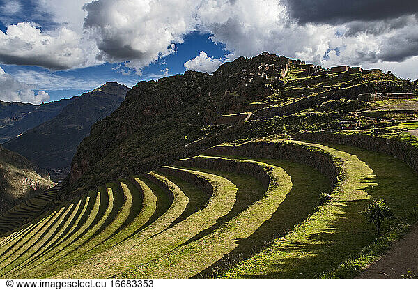 Terrassen in Pisac im heiligen Tal der Inkas  Peru