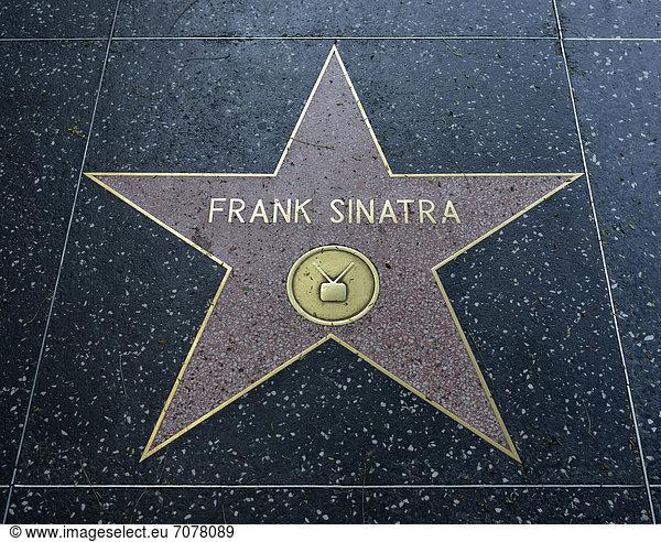 Terrazzo star for the singer actor and entertainer Frank Sinatra  television category  Walk of Fame  Hollywood Boulevard  Hollywood  Los Angeles  California  United States of America  USA  PublicGround