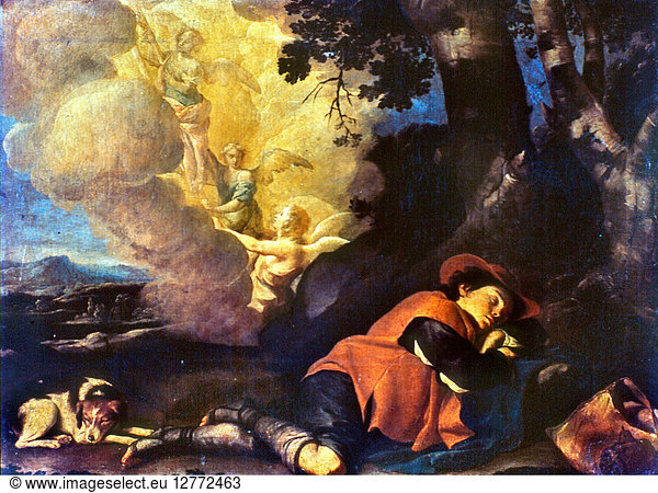 TESTA: JACOB'S DREAM 17th C. Canvas by Pietro Testa (1611-1650).