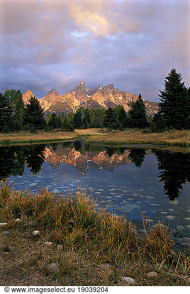 Teton National Parks shown in early morning light  Wyoming.