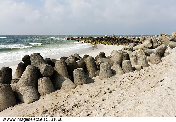 Tetrapoden zur Strandbefestigung bei Hörnum auf Sylt,  Nordfriesland,  Schleswig-Holstein,  Deutschland,  Europa