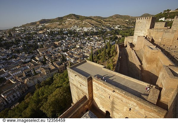 The Alcazaba fortress at Alhambra complex  Granada  Andalusia  Spain.