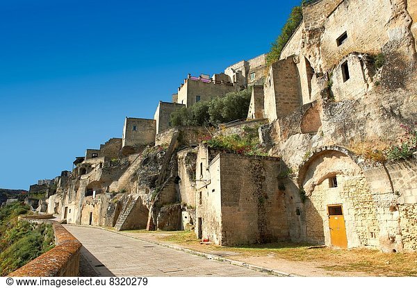 The ancient cave dwellings  known as ´Sassi´  in Matera  Southern Italy. A UNESCO World Heritage Site.