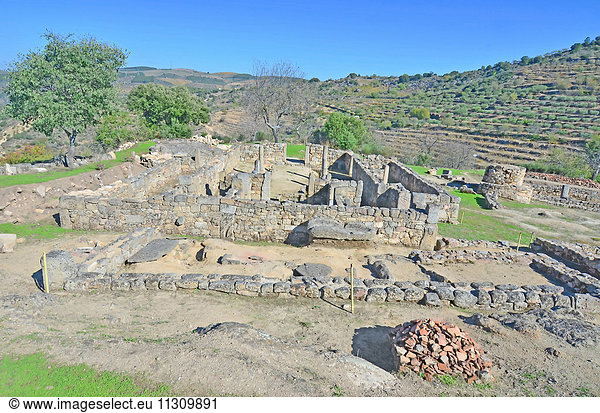 The ancient roman ruins and prehistoric settlement of Prazo near to the River Duro in Northern Portugal
