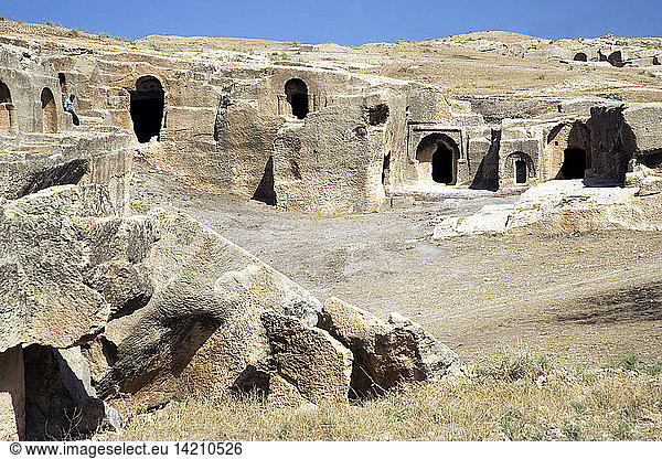 The archeological site of Dara  rock tombs  Mardin  Turkey  Europe