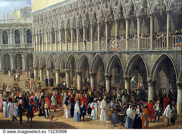The arrival of the fourth Earl of Manchester in Venice by Luca Carlevaris.