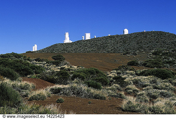 The astronomical observatories of Izana on the mountains east of Teide  Teide National Park Tenerife  Canary Islands  Spain