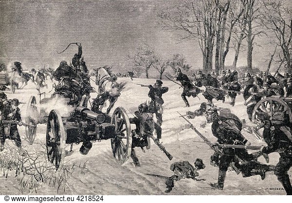 The Battle of Le Mans  10 - 12 January  1871 Prussian victory during the Franco-Prussian War From Die Gartenlaube  published 1905