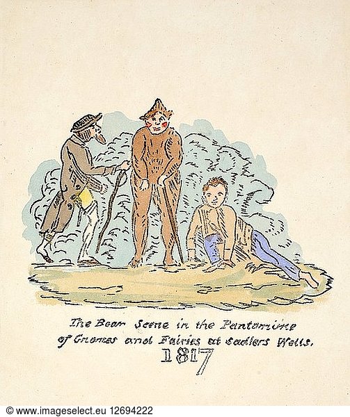 The Bear Scene in the Pantomime of Gnomes and Fairies at Sadlers Wells  1817.