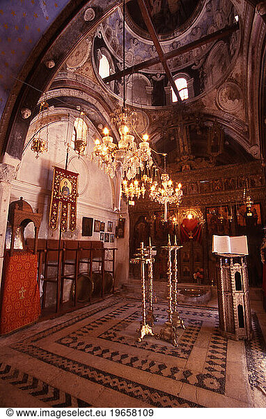 The beautiful interior of Aghios Panteleimon Church  Tilos  Greece