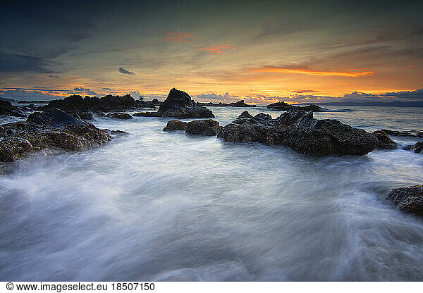 the beauty of sawarna beach in banten with its powerful waves
