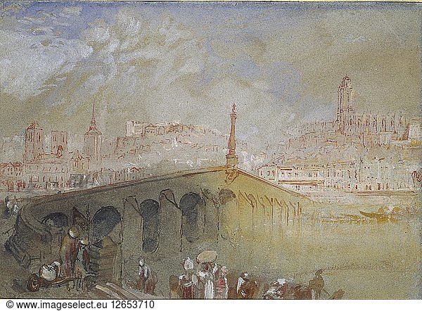 The Bridge at Blois: Fog Clearing  1826-1830. Artist: JMW Turner.