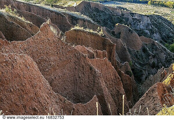 The Canyons of Uceda  early in the morning. Sierra Norte. Guadalajara. Spain. Europe.