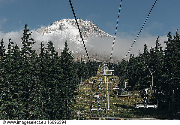 The chairlift at Timberline takes bikers up to the base of Mt. Hood.