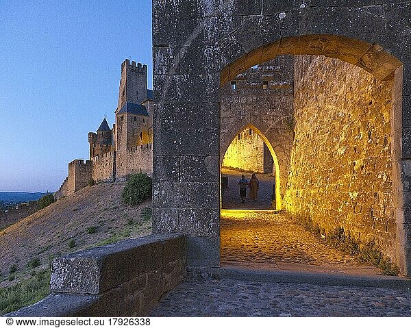 The Cite of Carcassonne  a medieval fortified city on the right bank of the Aude  is a UNESCO World Heritage Site. Carcassonne  Aude  France  Europe