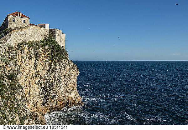 The city wall of Dubrovnik facing the Dalmatian sea